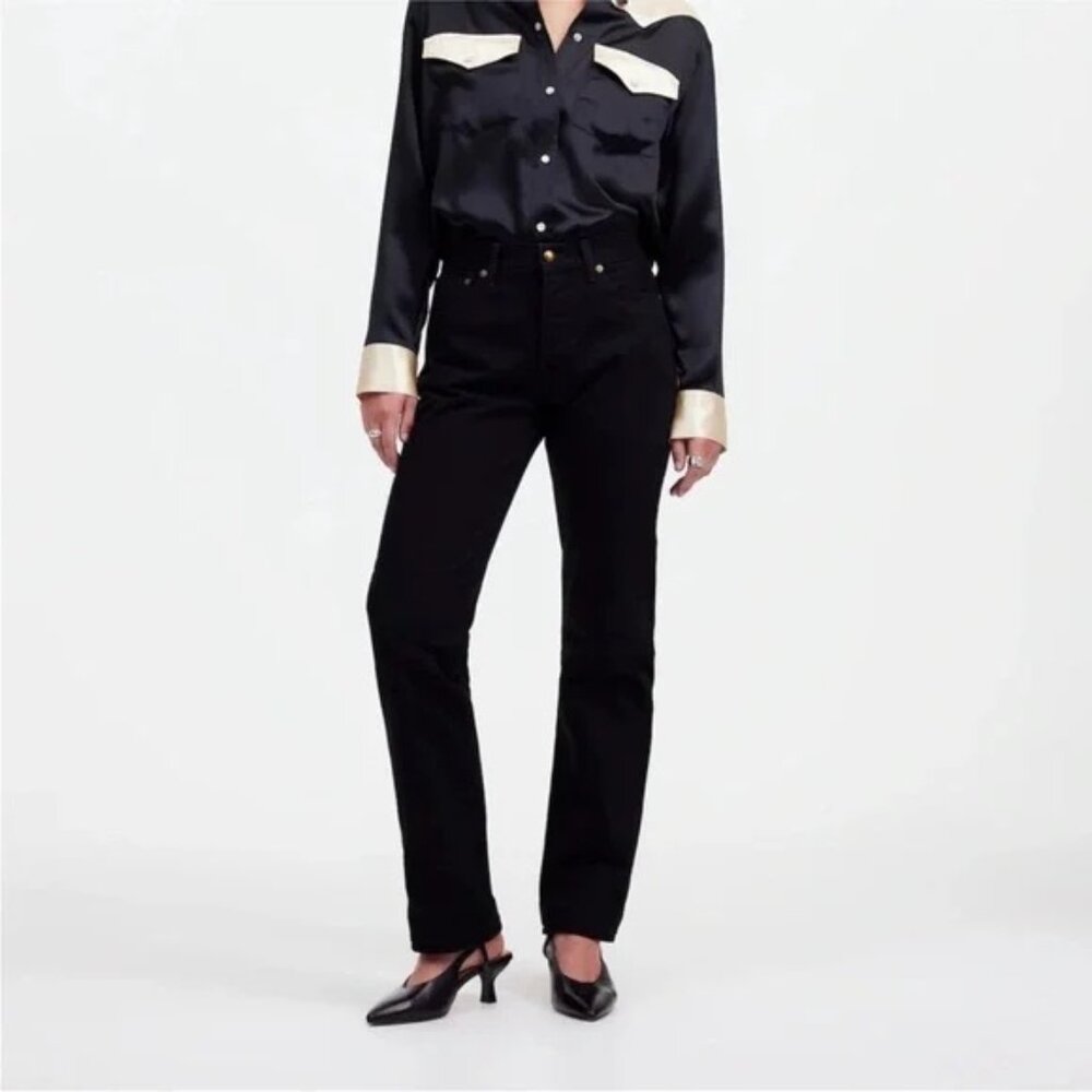 Alexa Chung for Madewell High-Rise Straight‎ Jean in Outridge Wash Black Size 25